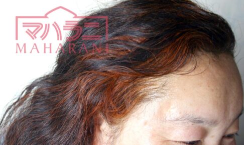 ヘナの染まり具合～赤オレンジが少し目立つ程度