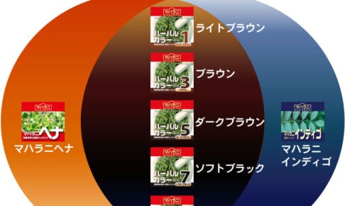 マハラニヘナカラー７色ハーバルカラーの色味
