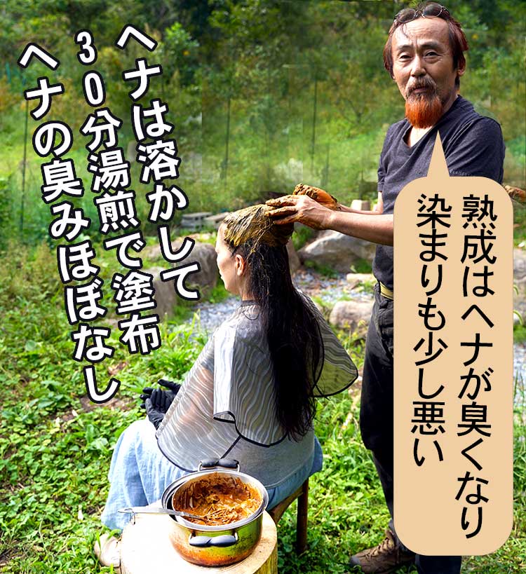 ヘナは長時間寝かせて熟成させると染毛力が減衰する